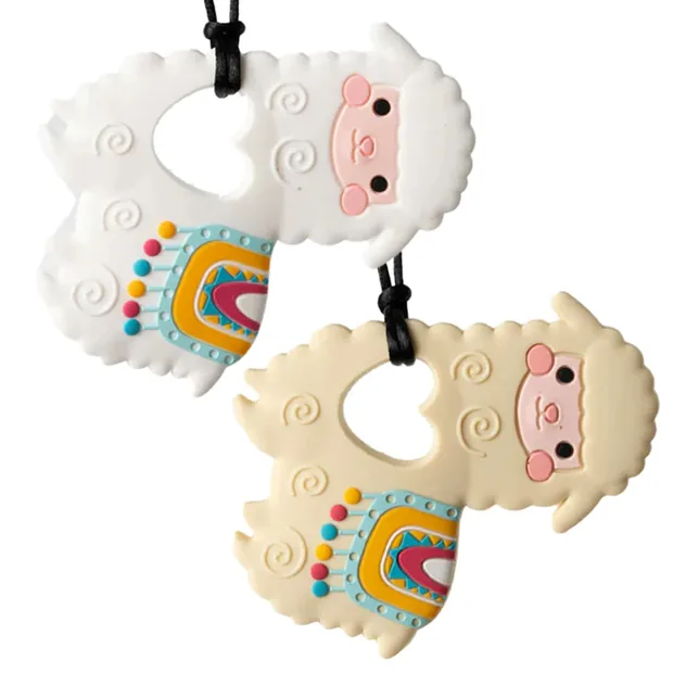 Two llama chewable pendants