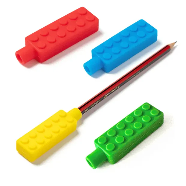 Colourful textured chewable pencil toppers