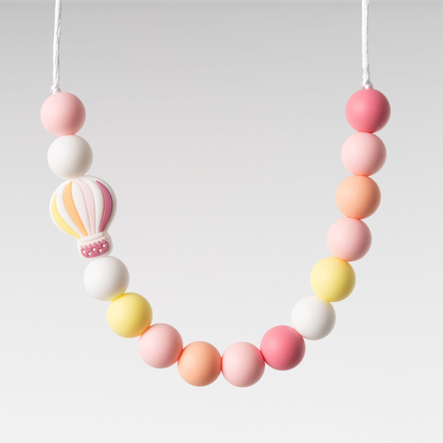 Pastel Beaded Necklace with Hot Air Balloon Pendant